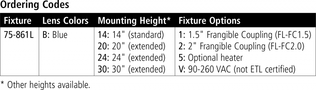 LED Taxiway Edge Light order codes