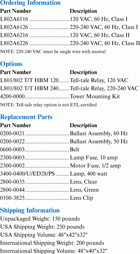 hbm-400ps l-802a airport rotating beacon specifications