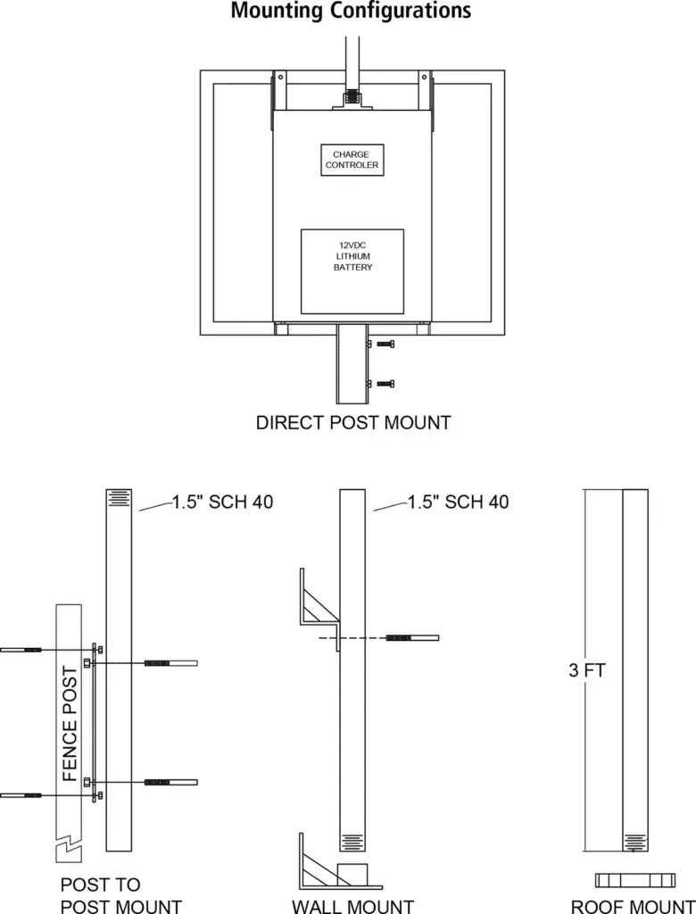 L-810 Solar-Powered Obstruction Light mounting options