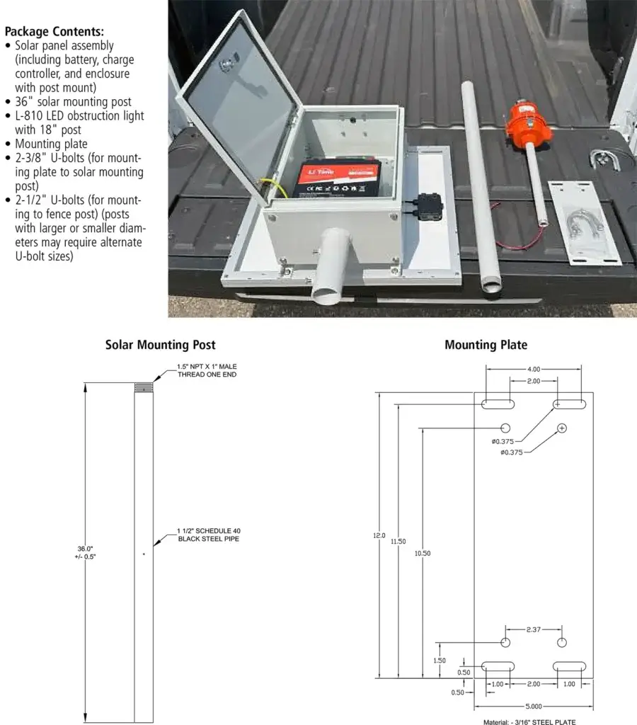 L-810 Solar Powered Obstruction Light Package Contents
