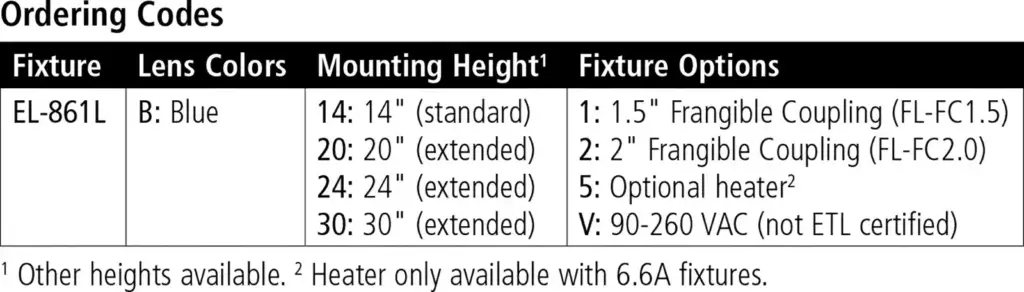 LED Taxiway Edge Light order codes