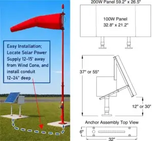 WC-Series Wind Cone Solar Power Supply dimensions