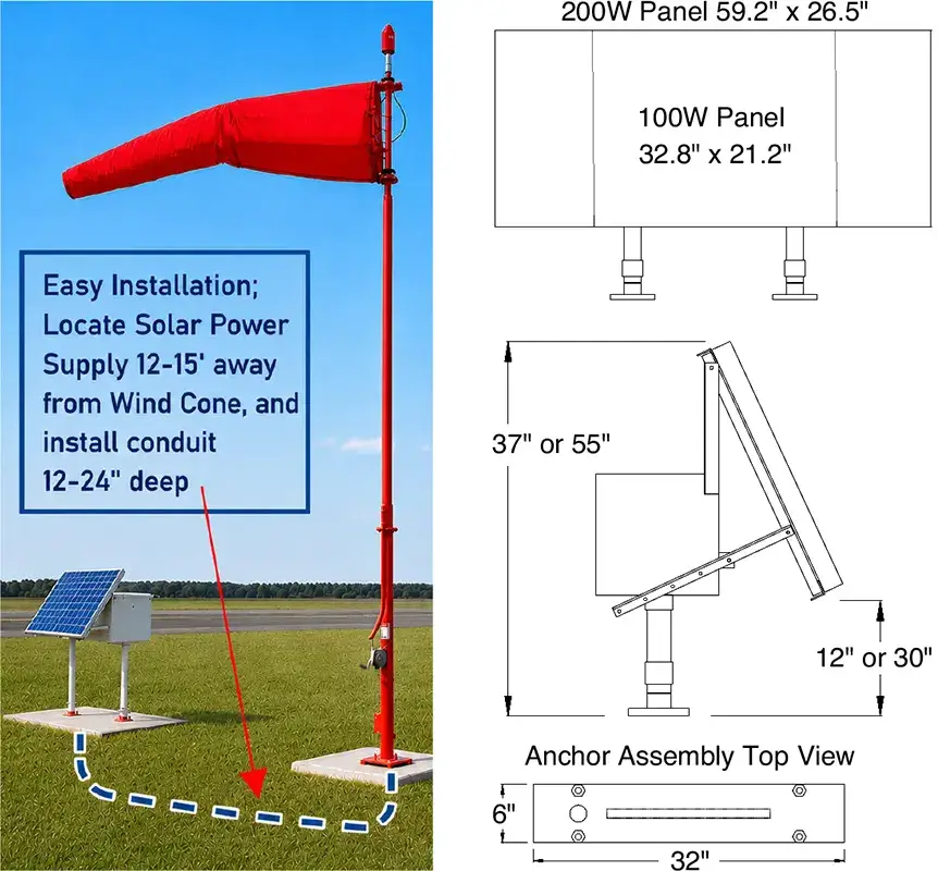WC Series Wind Cone AC and Solar Powered L-807 (Rigid) - Flight