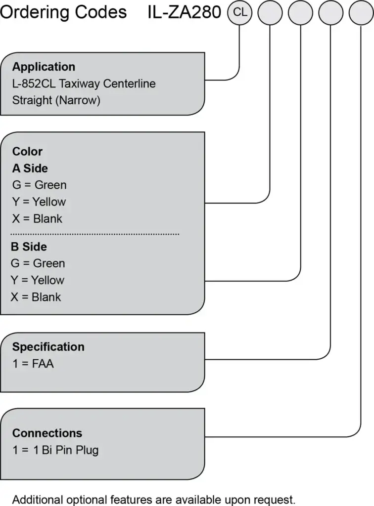 ZA280CL Taxiway Centerline Straight Sections Narrow L-852CL ordering codes